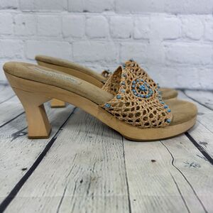 VTG 90's Somethin Else Skechers Sandals Woman 10 Beaded Platform Slide Y2K Boho